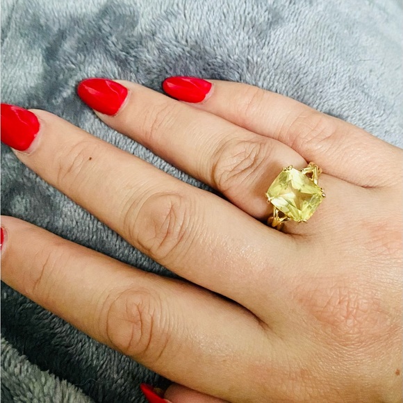 Vintage Deco Retro Style 14k Yellow Gold Citrine Knot Band Ring - Picture 3 of 3